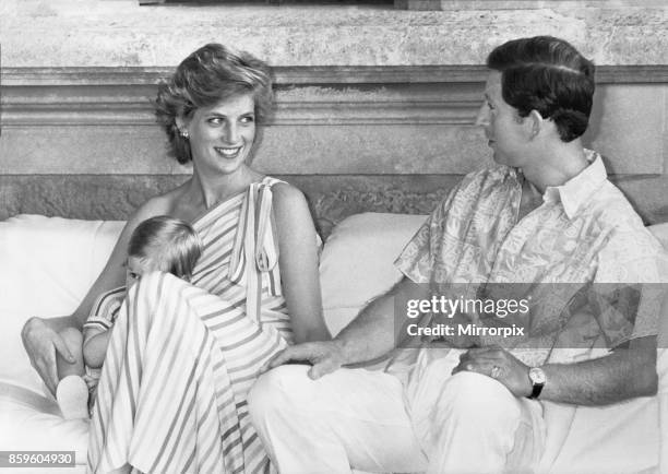 Princess Diana,The Princess of Wales and her husband Prince Charles, The Prince of Wales on holiday in Palma, Majorca. They are the guests of King...