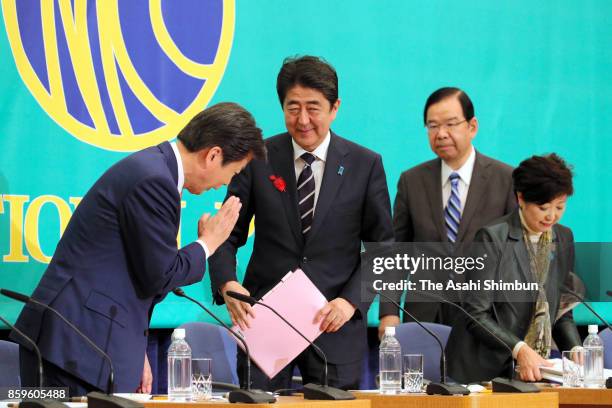 Japanese Prime Minister and ruling Liberal Democratic Party President Shinzo Abe attends a party leaders debate at Japan National Press Club on...