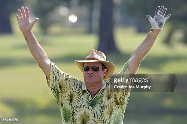 Chris Berman, announcer for ESPN, reacts to a shot during the FedEx St. Jude Classic Stanford Pro-Am on May 24, 2006 at TPC Southwind in Memphis,...
