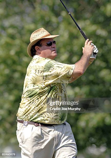 Chris Berman tees off from the 8th hole during the FedEx St. Jude Classic Stanford Pro-Am on May 24, 2006 at TPC Southwind in Memphis, Tennessee.