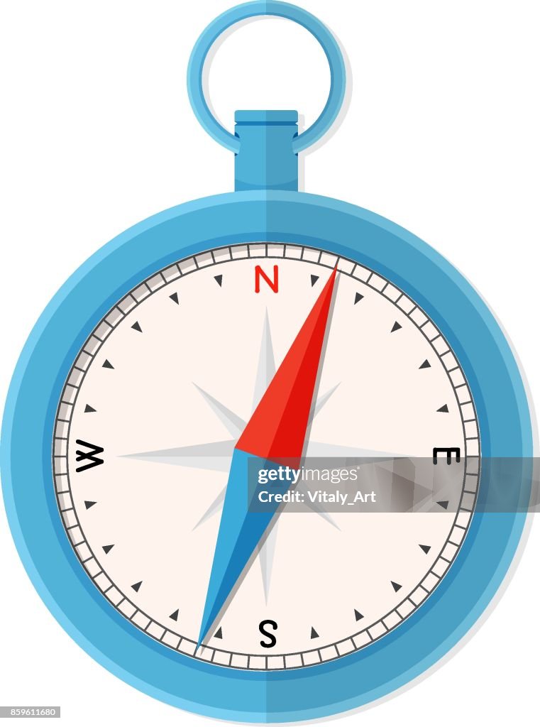 Blue Compass Flat Vector Illustration High-Res Vector Graphic - Getty ...