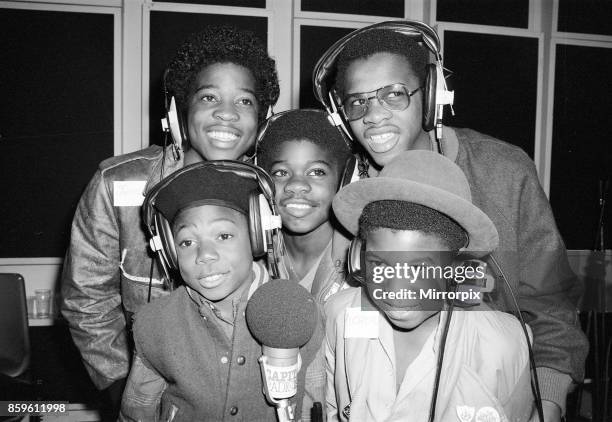 Musical Youth, British Jamaican pop / reggae group, at Capital Radio studios in London where they are helping to launch a road safety campaign...