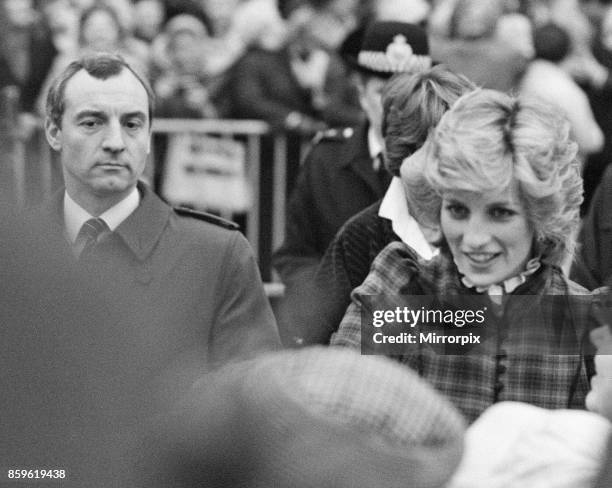**this is a crop from the fuller wide frame** The Prince and Princess of Wales visit Mid Glamorgan in Wales. On this visit, they meet the local...