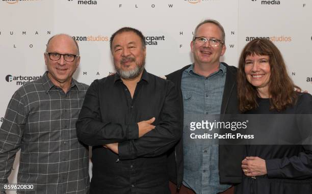 Bob Berney, Ai Weiwei, Ray Price,Diane Weyermann attend Human Flow special screening at The Whitby hotel.