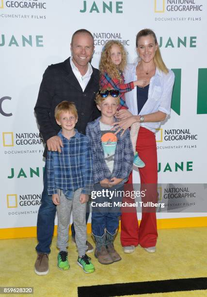 Beach volleyball players Casey Jennings and Kerri Jennings Walsh and their children arrive at the premiere of National Geographic Documentary Films'...