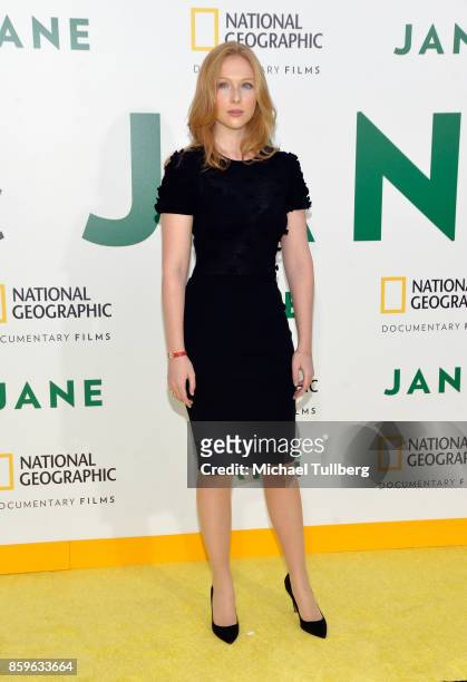 Actress Molly Quinn arrives at the premiere of National Geographic Documentary Films' 'Jane' at the Hollywood Bowl on October 9, 2017 in Hollywood,...
