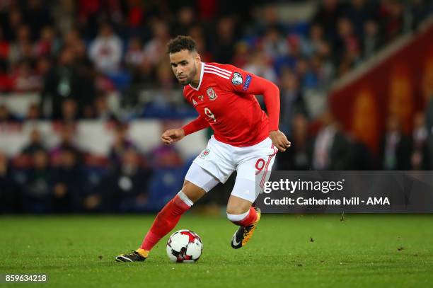 Hal Robson-Kanu of Wales during the FIFA 2018 World Cup Qualifier between Wales and Republic of Ireland at Cardiff City Stadium on October 9, 2017 in...