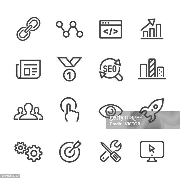 internet marketing icons - line series - blogging icon stock illustrations