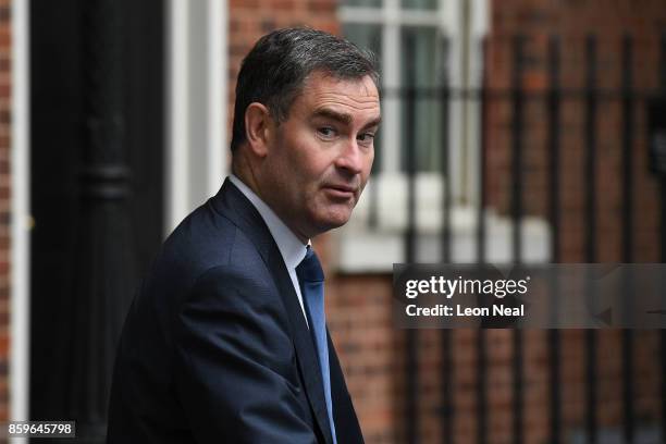 Work and Pensions Secretary David Gauke arrives in Downing Street ahead of a Cabinet meeting on October 10, 2017 in London, England. The meeting will...