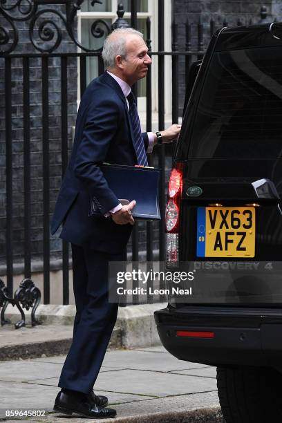 Justice Secretary David Lidington arrives in Downing Street ahead of a Cabinet meeting on October 10, 2017 in London, England. The meeting will be...