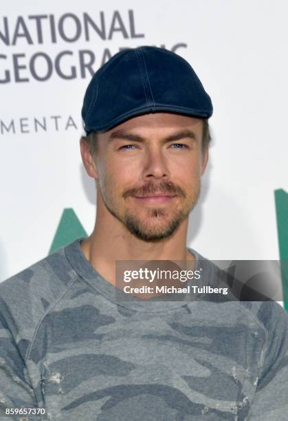 Derek Hough arrives at the premiere of National Geographic Documentary Films' 'Jane' at the Hollywood Bowl on October 9, 2017 in Hollywood,...