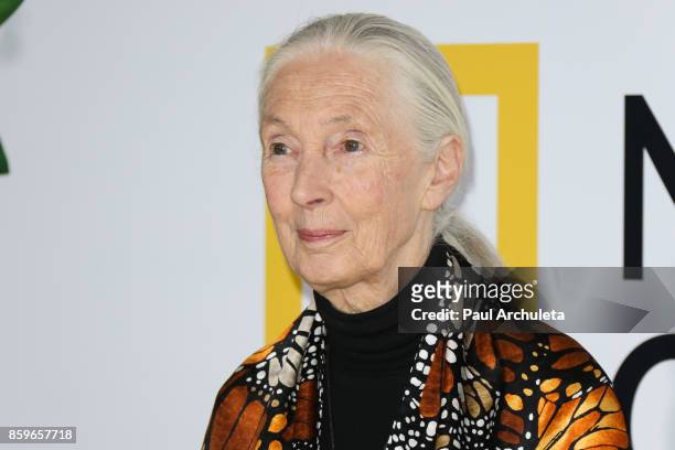 Primatologist Dr. Jane Goodall attends the premiere of National Geographic documentary films' "Jane" at the Hollywood Bowl on October 9, 2017 in...