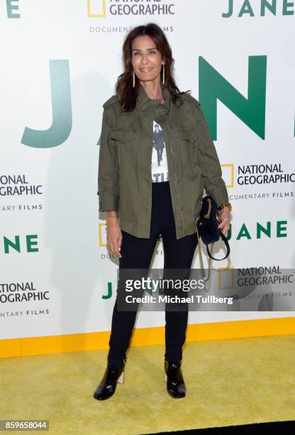 Actress Kristian Alfonso arrives at the premiere of National Geographic Documentary Films' 'Jane' at the Hollywood Bowl on October 9, 2017 in...
