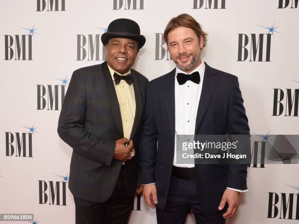 Tito Jackson and Jay Kay of Jamiroquai attend the BMI London Awards at The Dorchester on October 9, 2017 in London, England.
