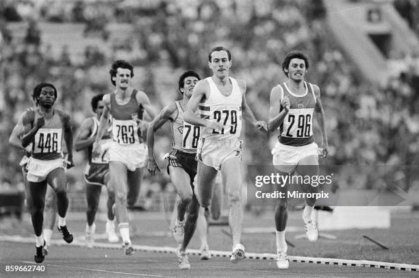 Olympic Games at the Central Lenin Stadium in Moscow, Soviet Union, Steve Ovett of Great Britain in action to win the Men's 1500 metres semi final...