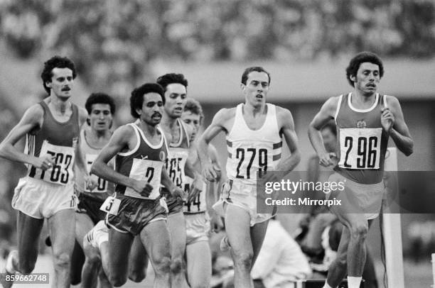 Olympic Games at the Central Lenin Stadium in Moscow, Soviet Union, Steve Ovett of Great Britain in action to win the Men's 1500 metres semi final...