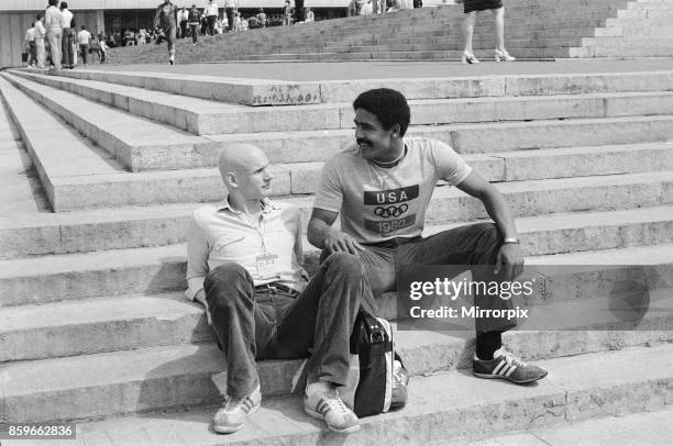 Olympic Games at the Central Lenin Stadium in Moscow, Soviet Union, British gold medal winners Duncan Goodhew, who won the Men's Breaststroke 100...