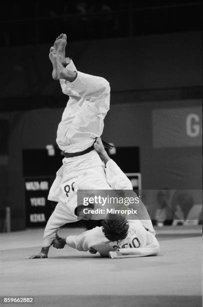 Olympic Games in Los Angeles, USA, Great Britain's Neil Adams throws his opponent on his way to winning the silver medal in the Men's Judo Half...