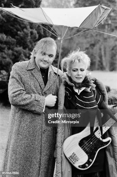 Filming of the fourth and final series of the BBC comedy satire show 'Not The Nine O Clock News' at the Lyndhurst Park Hotel in Lyndhurst, Hampshire,...