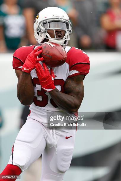 Kerwynn Williams of the Arizona Cardinals catches a punt against the Philadelphia Eagles during the third quarter of a game at Lincoln Financial...