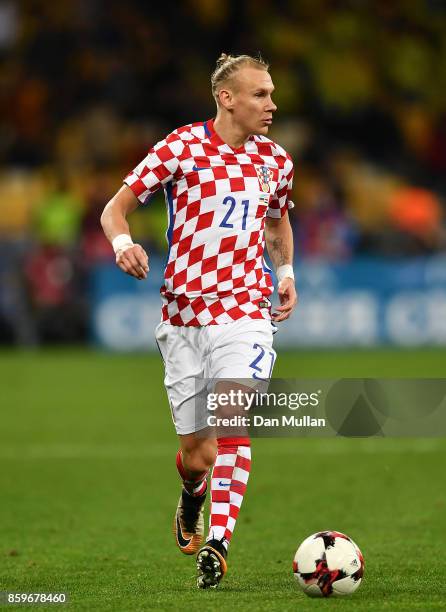 Domagoj Vida of Croatia controls the ball during the FIFA 2018 World Cup Qualifier Group I match between Ukraine and Croatia at Kiev Olympic Stadium...