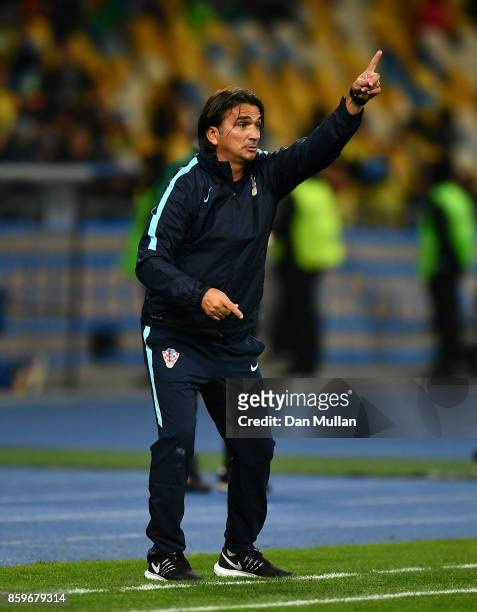 Zlatko Dalic, Manager of Croatia reacts during the FIFA 2018 World Cup Qualifier Group I match between Ukraine and Croatia at Kiev Olympic Stadium on...