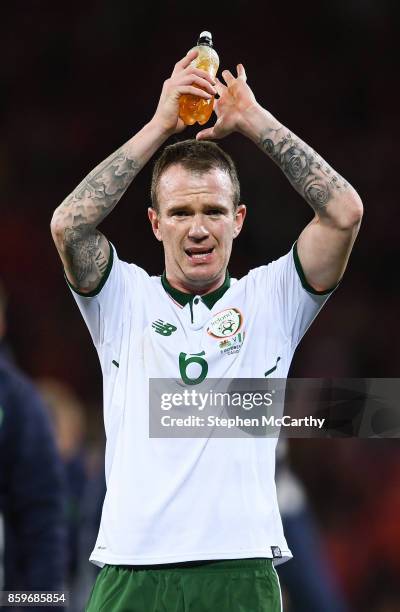 Cardiff , United Kingdom - 9 October 2017; Glenn Whelan of Republic of Ireland following the FIFA World Cup Qualifier Group D match between Wales and...