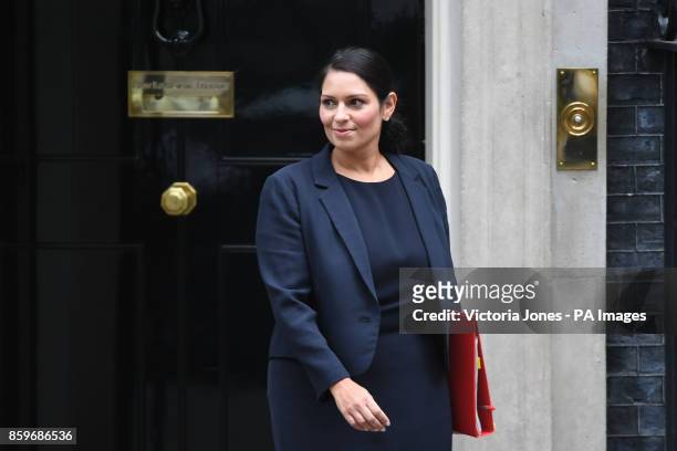 International Development Secretary Priti Patel leaving Downing Street, London, following a Cabinet meeting.