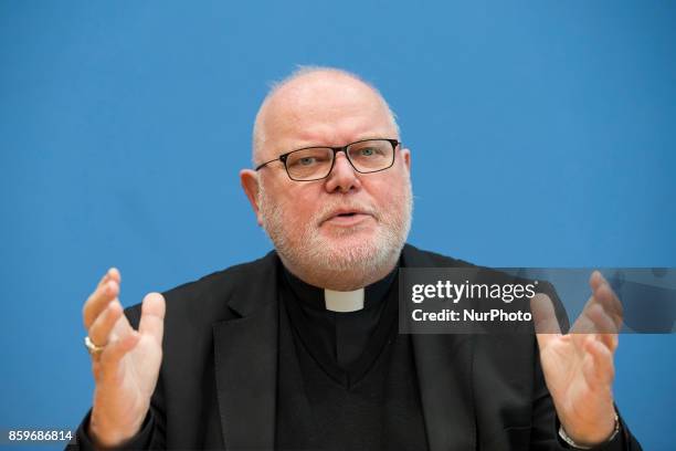 Chairman of the German Bishops' Conference Cardinal Reinhard Marx speaks at the Bundespressekonferenz in Berlin, Germany on October 10, 2017.