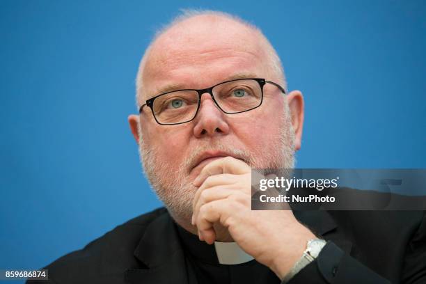 Chairman of the German Bishops' Conference Cardinal Reinhard Marx speaks at the Bundespressekonferenz in Berlin, Germany on October 10, 2017.