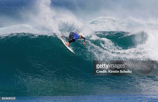 Wildcard surfer Owen Wright of Australia surfs during Round 2 of the Rip Curl Pro where he caused a massive upset defeating Nine Times ASP World...