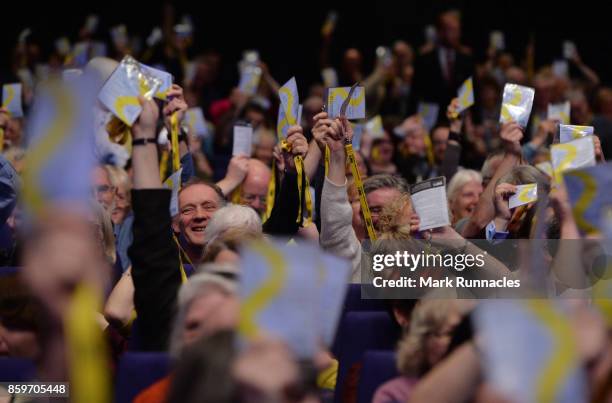 Delegates vote on a resolution ahead of First Minister & SNP Leader Nicola Sturgeon's keynote speech at The SNP Autumn Conference 2017 at the...