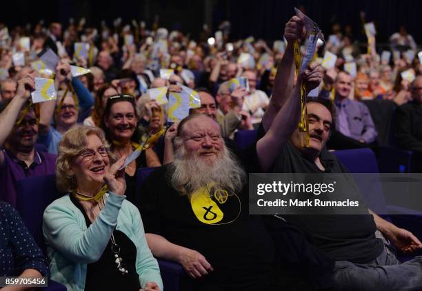 Delegates vote on a resolution ahead of First Minister & SNP Leader Nicola Sturgeon's keynote speech at The SNP Autumn Conference 2017 at the...