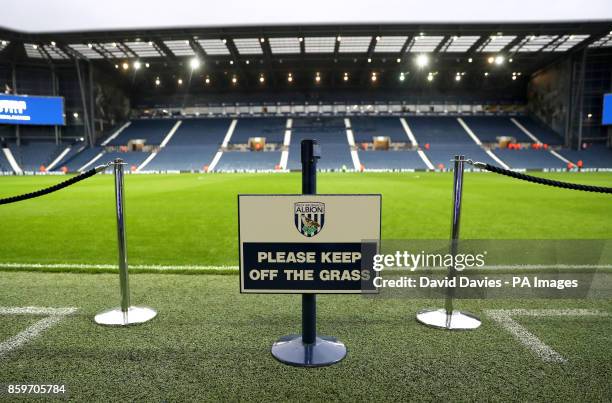 Keep off the grass sign at The Hawthorns