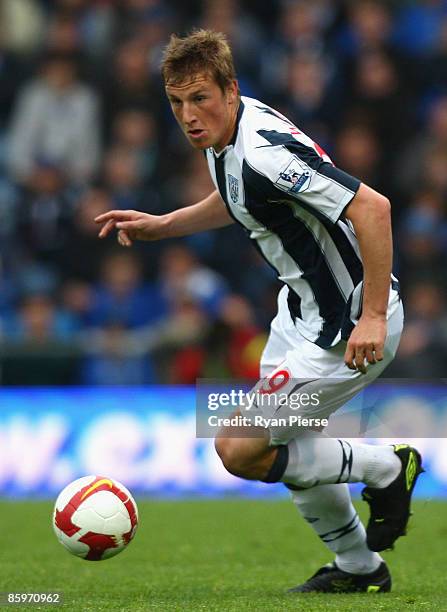 Chris Wood of West Brom in action during the Barclays Premier League match between Portsmouth and West Bromwich Albion at Fratton Park on April 11,...