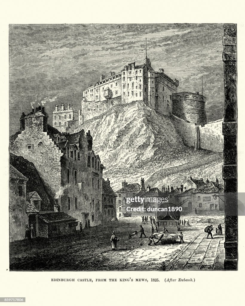 Edinburgh Castle, from the King's Mews, 1825