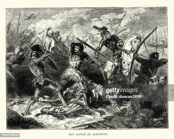 ilustraciones, imágenes clip art, dibujos animados e iconos de stock de batalla de de agincourt - hundred years war
