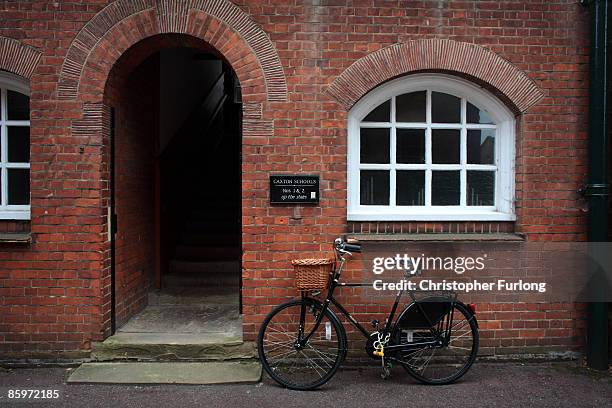 School master or "beak" at Eton College leaves his bicycle outside a classroom on September 5 in Eton, England. An icon amongst private schools,...