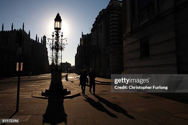 Evening sun casts shadows over the façade of Eton College with the landmark light known as the �Burning Bush' in the foreground on November 15, 2007...