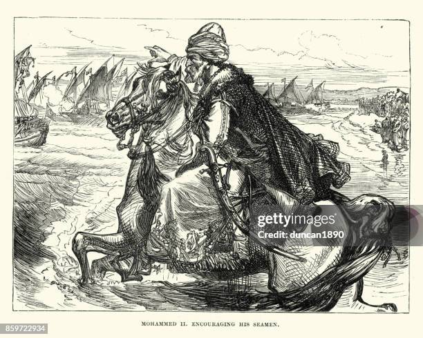 mehmed ii the conqueror, sultan of the ottoman empire - footstool stock illustrations