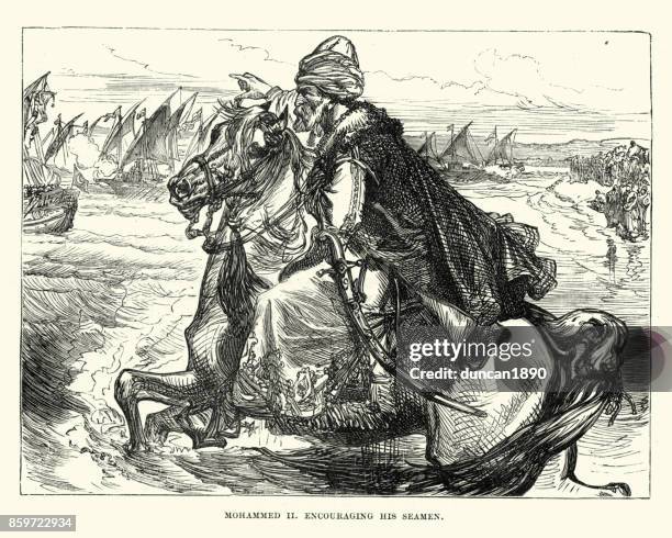 mehmed ii the conqueror, sultan of the ottoman empire - ottoman emperor stock illustrations