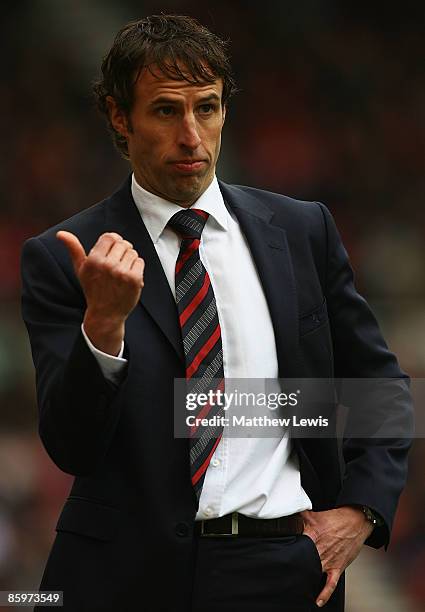 Gareth Southgate, manager of Middlesbrough looks on during the Barclays Premier League match between Middlesbrough and Hull City at the Riverside...