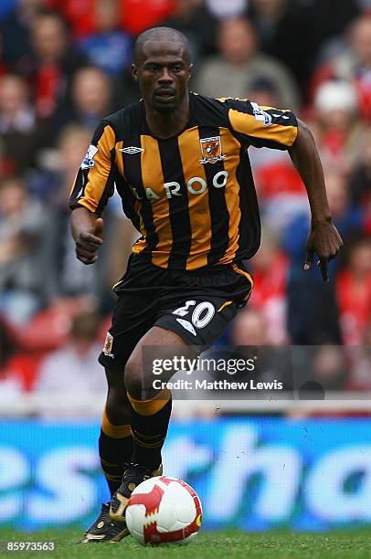 George Boateng of Hull City in action during the Barclays Premier League match between Middlesbrough and Hull City at the Riverside Stadium on April...