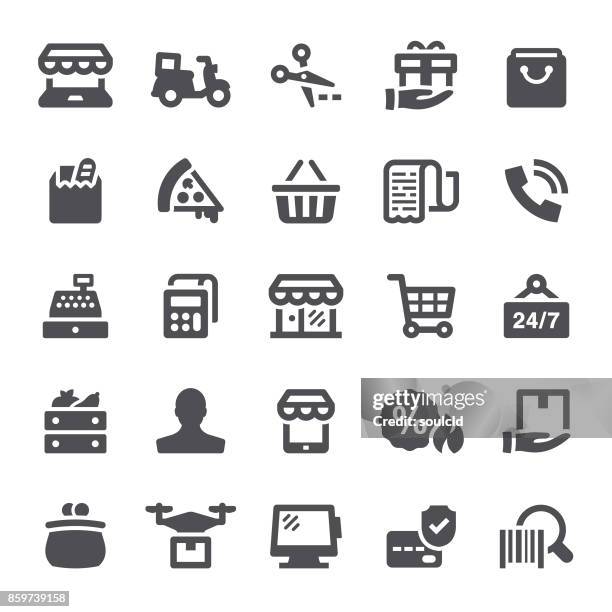 einzelhandel symbole  - supermarkt stock-grafiken, -clipart, -cartoons und -symbole