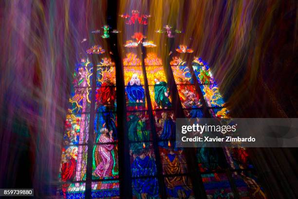 Stained glass window on December 24, 2006 at St Vitus Cathedral, Prague, Czech Republic