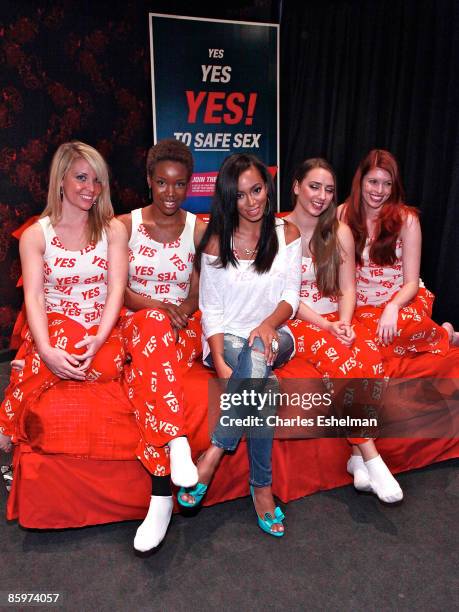 Singer Solange Knowles and models celebrate the launch of The Body Shop and MTV Networks' "Say Yes, Yes, Yes" to Safe Sex event on April 14, 2009 in...