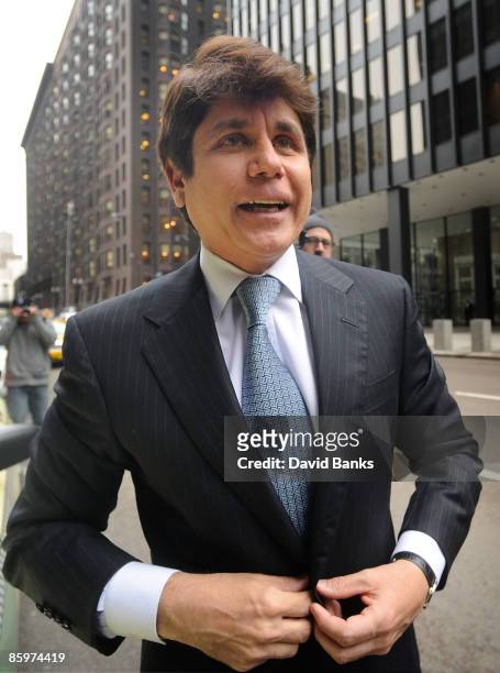Former Illinois Governor Rod Blagojevich arrives at the Dirksen Federal building for his arraignment on corruption charges April 14, 2009 in Chicago,...