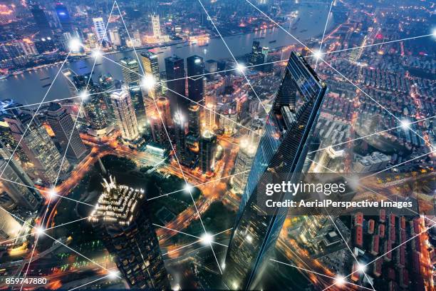 city network - smart city concept foto e immagini stock