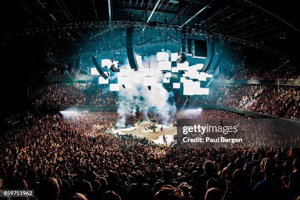 General view of the stage as American hard rock band Metallica performs at Ziggo Dome as part of their WorldWire Tour, Amsterdam, Netherlands,...