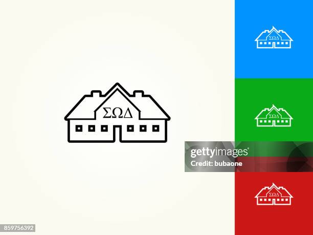 frat house black stroke linear icon - sorority stock illustrations